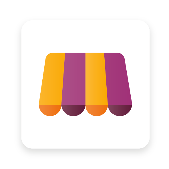 Punto de Venta y Ecommerce en Odoo ERP – Venta integrada en tienda y línea Ícono de toldo en colores amarillo, naranja, púrpura y rosa, representando el módulo de punto de venta y comercio electrónico en Odoo