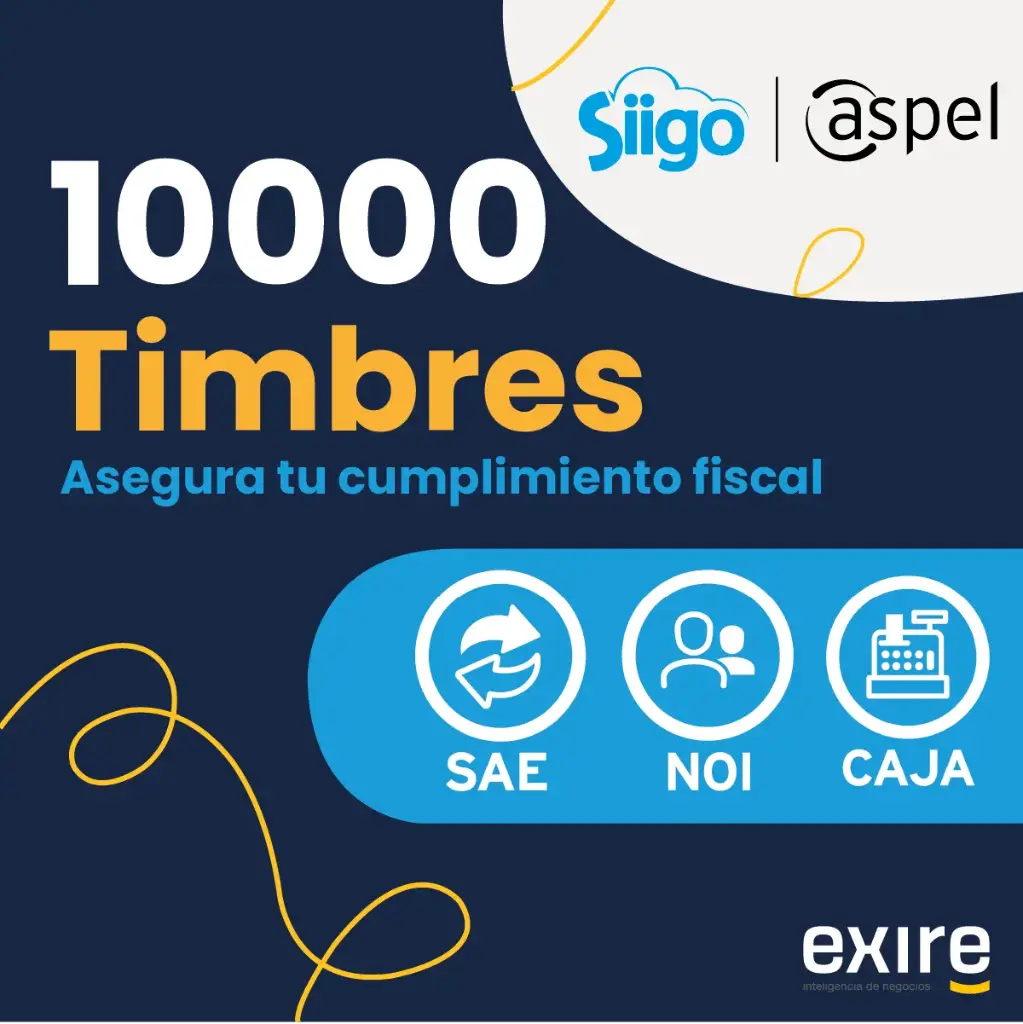 10,000 Timbres para facturar con SAE, CAJA y NOI (Código Digital)